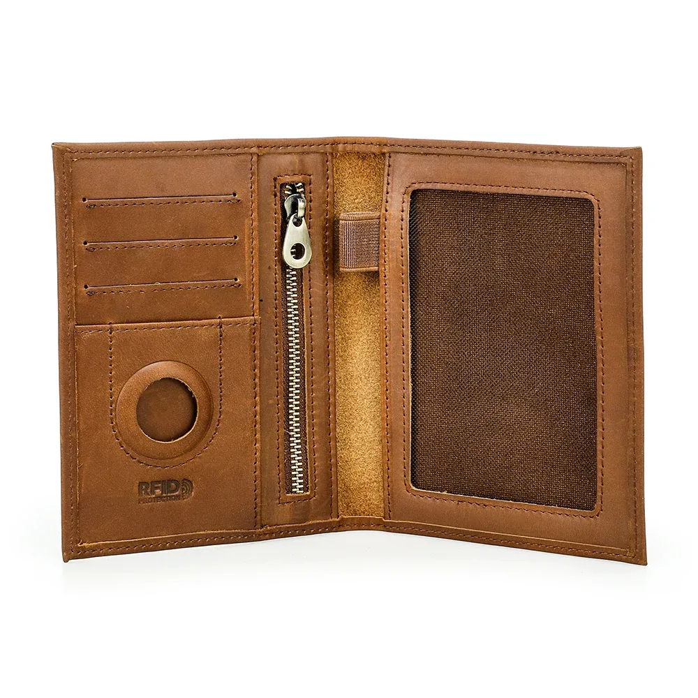 porte-passeport en cuir de vache véritable, portefeuille de voyage avec étui airtag, porte-stylo de poche anti-perte, couverture de passeport bloquant rfid