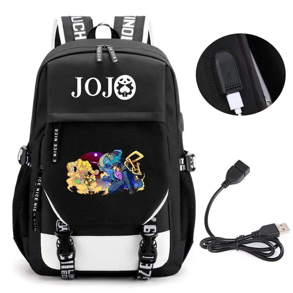 sac à dos de voyage pour ordinateur portable garçon et fille, chaîne anime jo jonathan joes killer golden experience, sacs à livres scolaires mochila, port usb