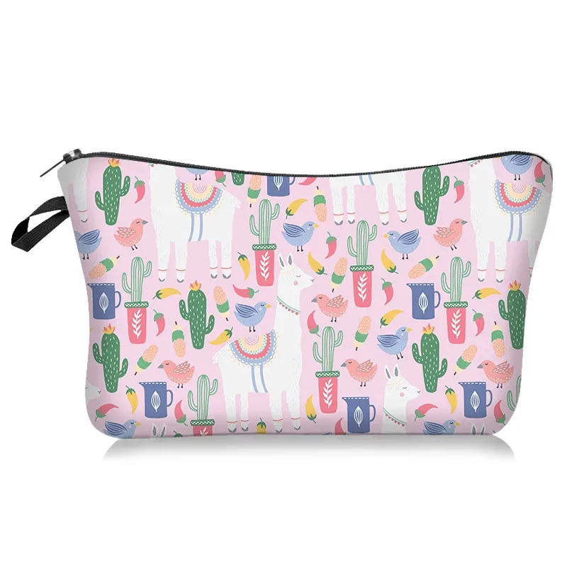 le nouveau sac de maquillage de la série à motifs légers et frais se vend bien. c'est un sac de rangement à main avec une housse en tissu polyester.
