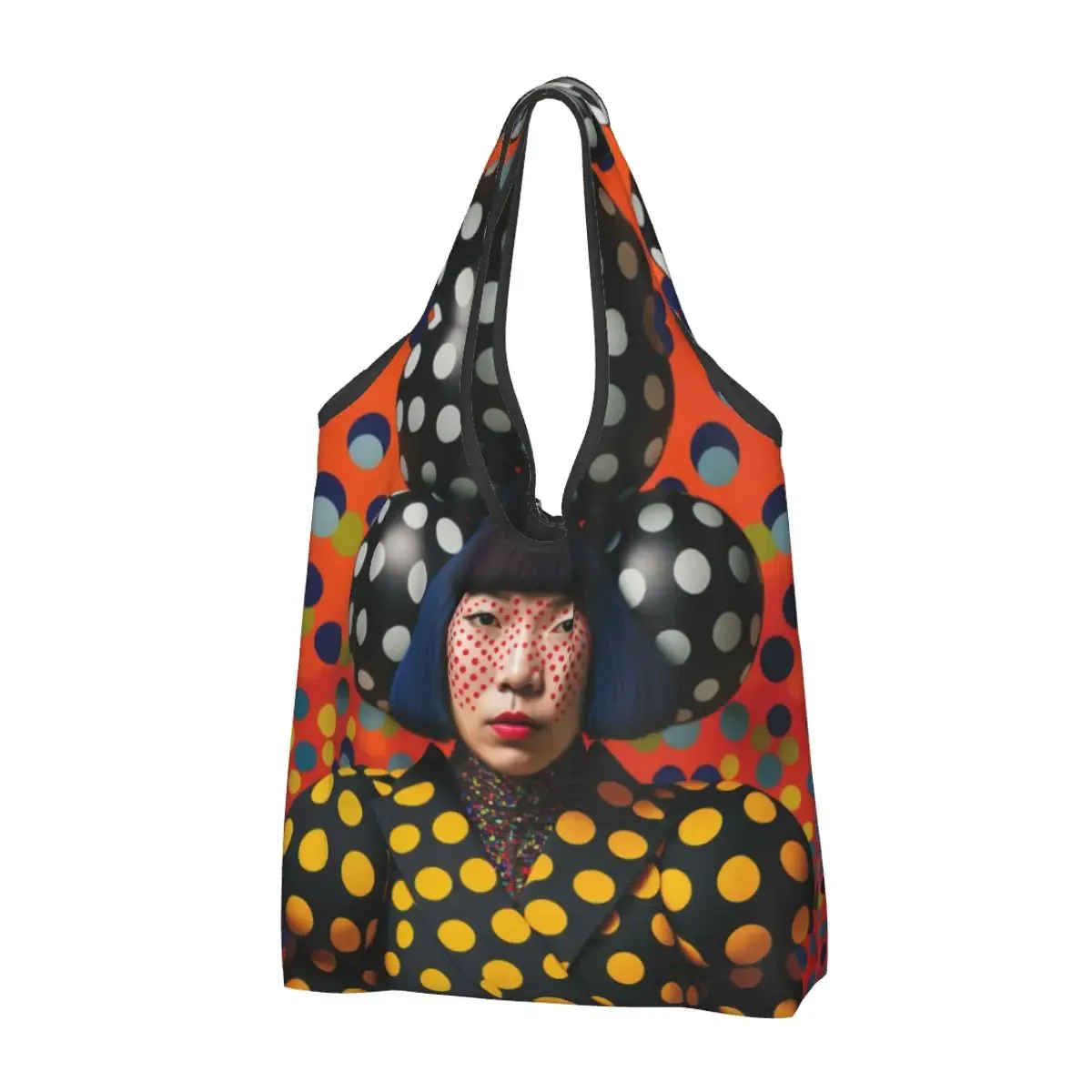 sacs à provisions personnalisés pour femmes, sacs fourre-tout d'épicerie portables, grande capacité, germination yayoi kusama