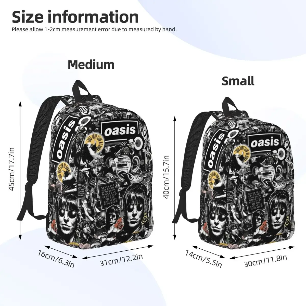 rock band albums de musique britanniques sac à dos classique cadeau étudiant travail o-oasis sac à dos pour hommes femmes collège sacs en toile