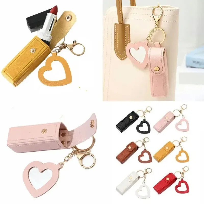 Trousse Toilette Cuir Motif Coeur Poignée Portecles Beige Rose Noir Marron Rouge Voyage Cosmetique Miniature