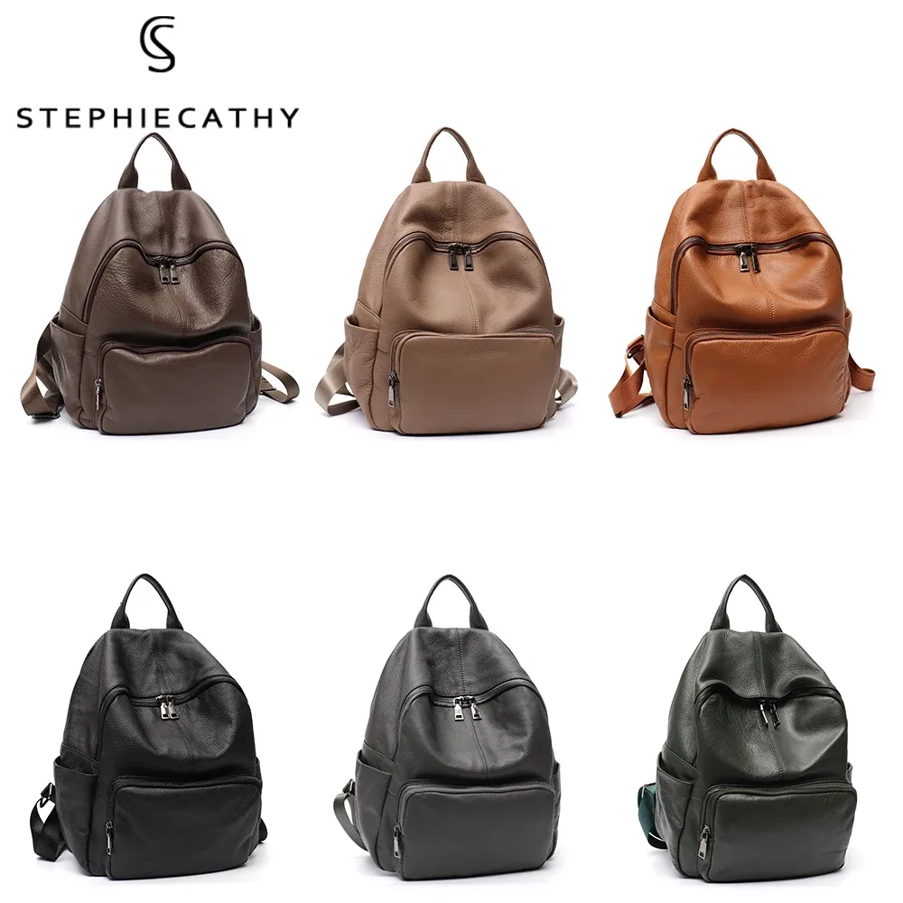 sac à dos en cuir de vache naturel pour femmes et hommes, design minimaliste, décontracté, quotidien, polyvalent, sacs à bandoulière pour étudiants, sac à dos de voyage