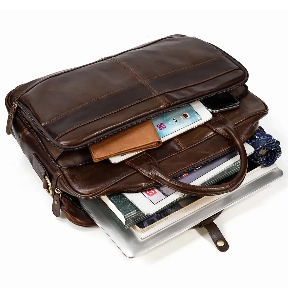 sac à bandoulière en cuir group souple pour homme, sacoche pour ordinateur portable d'affaires, 14 15.6 pouces