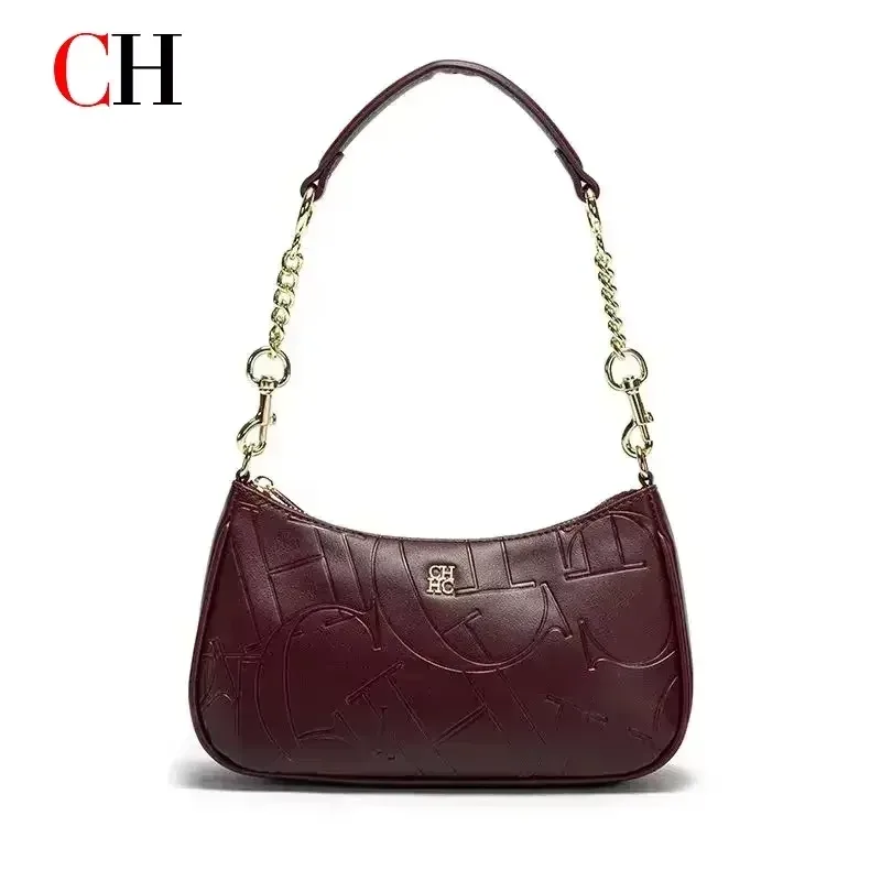 sac à main de luxe ch avec monogramme en relief pour femme, sac bandoulière à chaîne, sac baguette vintage avec fermeture éclair, sac à main quotidien