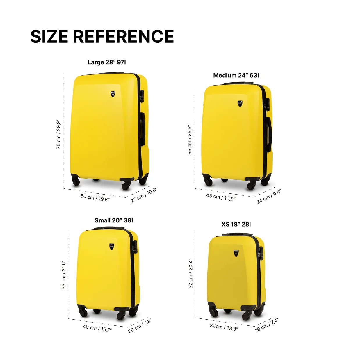 valise au choix 28 "24" 20 "18" pouces / dimensions environ 75x50x30 cm ou 68x41x25 cm ou cabine 55x40x20 cm ou à main 50x34x18 cm avec roulettes détachables / valise cabine en abs de haute qualité + valise de voyage avec serrure à combinaison