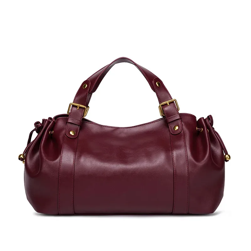 sac fourre-tout tendance grande capacité à effet froncé, sacs à main de luxe en pu souple pour femmes, sacs de banlieue de créateur avec cordon de serrage, sac de ville tendance 2026