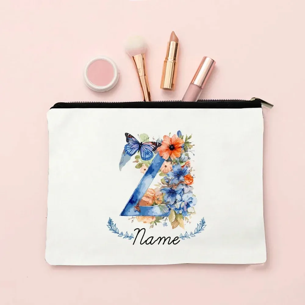pochette de maquillage personnalisée avec initiale et nom pour femmes, sacs à cosmétiques a-z, trousse de toilette de voyage pour filles, cadeau de mariage ou d'anniversaire pour elle