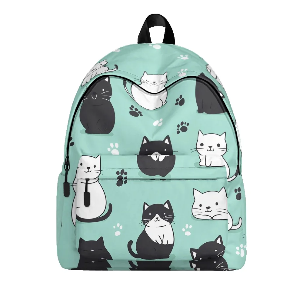 sac à dos imprimé chats de dessin animé mignon, sacs à crayons, bretelles réglables, sac d'école léger et durable, sac de jour de voyage pour adolescents, ensembles