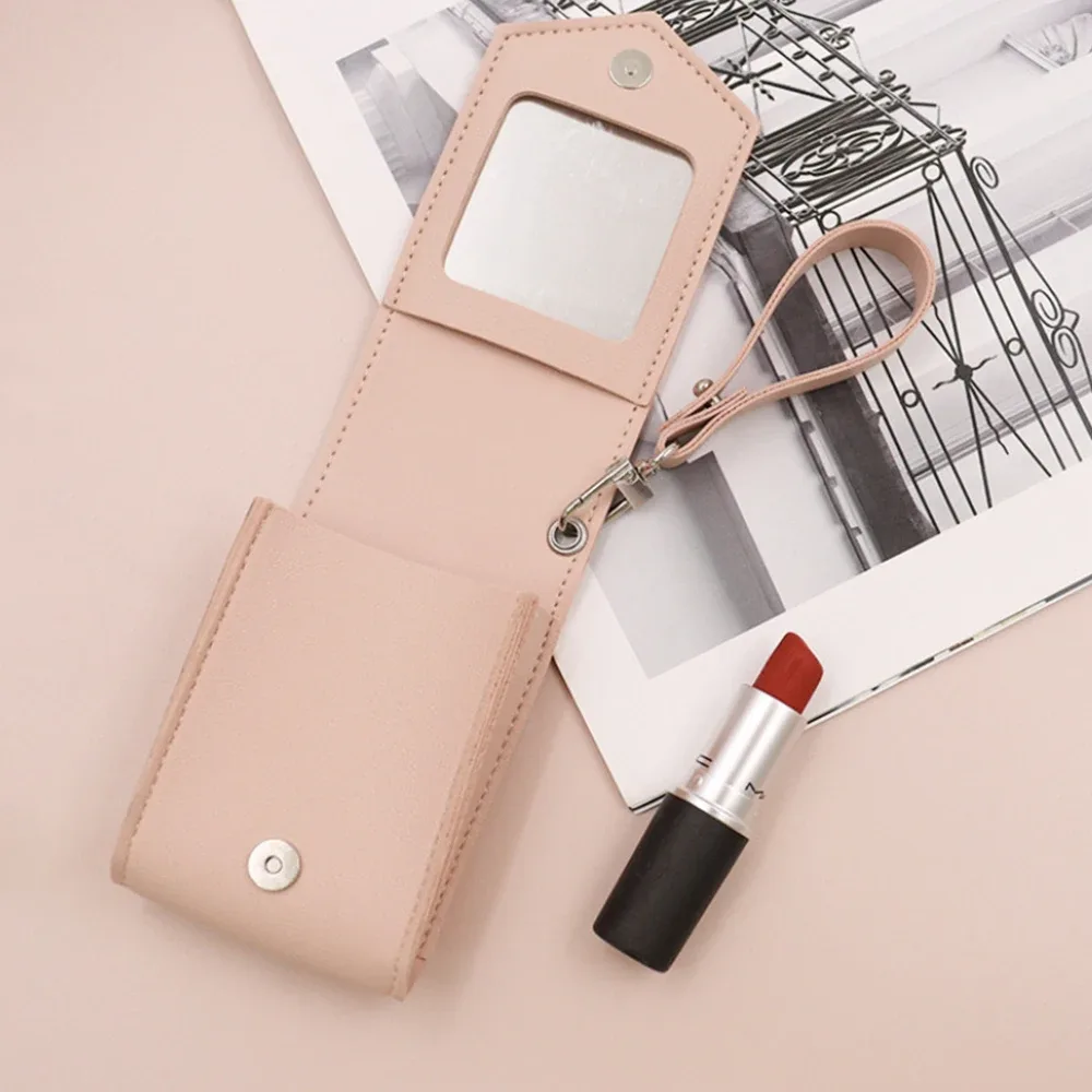 étui à rouge à lèvres en cuir personnalisé avec miroir, boîte en cuir pu pour échantillons de parfum, sac cosmétique