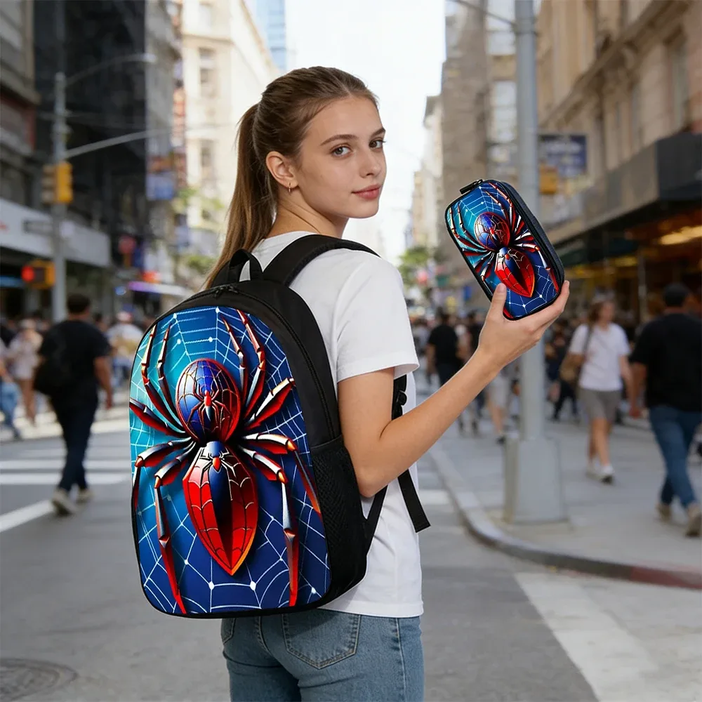 sac dos polyester arachnide rouge bleu noire enfant école couverture souple polyester doublure capacité inférieure vingt litres