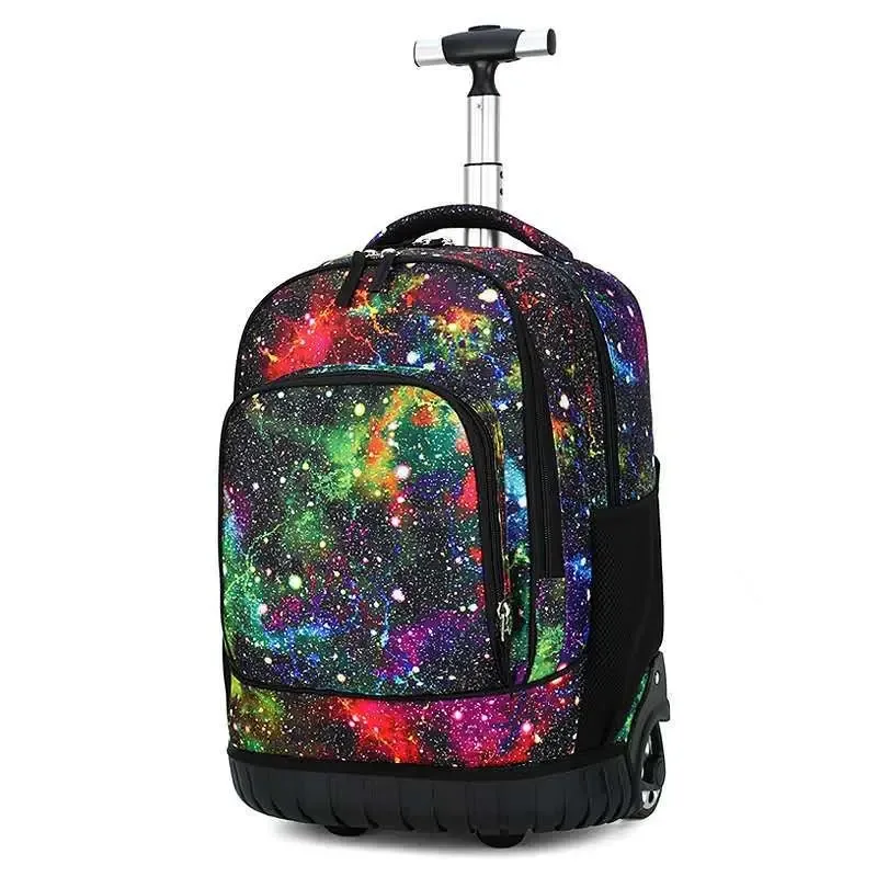 sac dos oxford cloth motifs animaux rose violet bleu format rectangulaire roulettes fixes usage école voyage