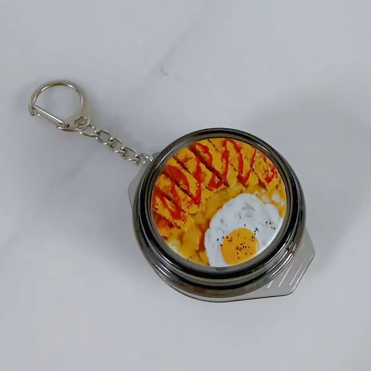 porte-clés coréen en forme de mini-aliment, bouton lumineux, charm kawaii pour sac, cadeau mignon pour amoureux de la cuisine, accessoire pour sac à dos et sac à main
