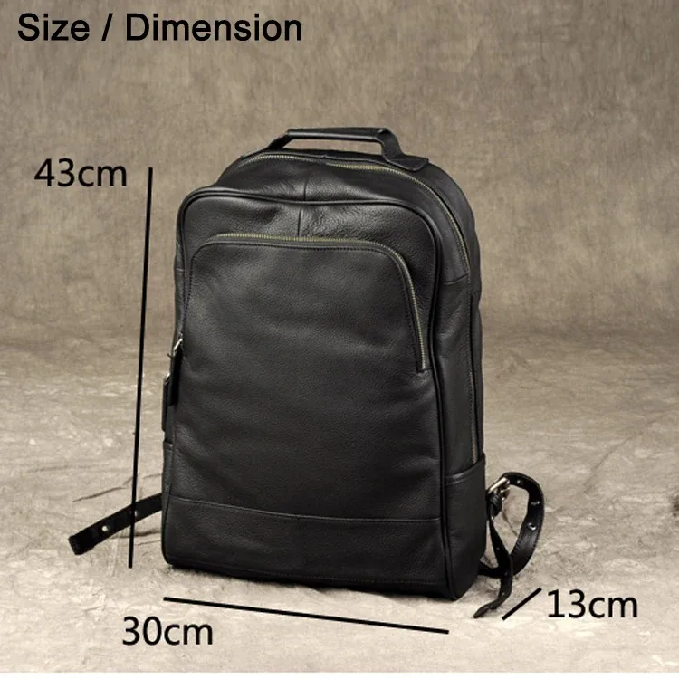 Sac à dos en cuir véritable de haute qualité, modèle tendance pour hommes, sac à dos pour étudiants, sac d’école, sac à dos pour un usage quotidien, grand sac à dos noir.