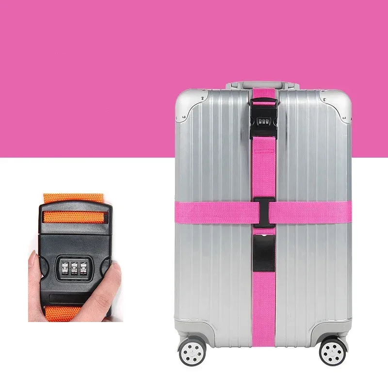 sangle de valise à verrouillage par code, sangle de bagage réglable, ceinture de fixation croisée, accessoires essentiels de voyage, fournitures pour valises, sangle de fixation