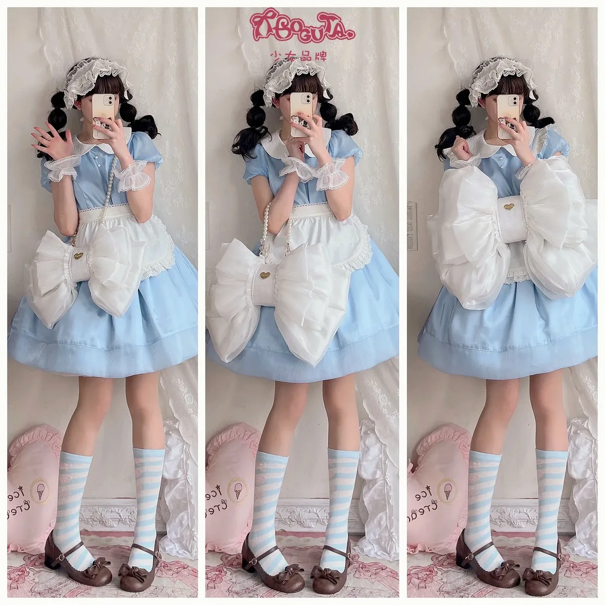 japonais 2025 nouveau original lolita bidimensionnel élégant fée gaze arc sac doux dame jk uniforme mignon poupée sens sac à dos