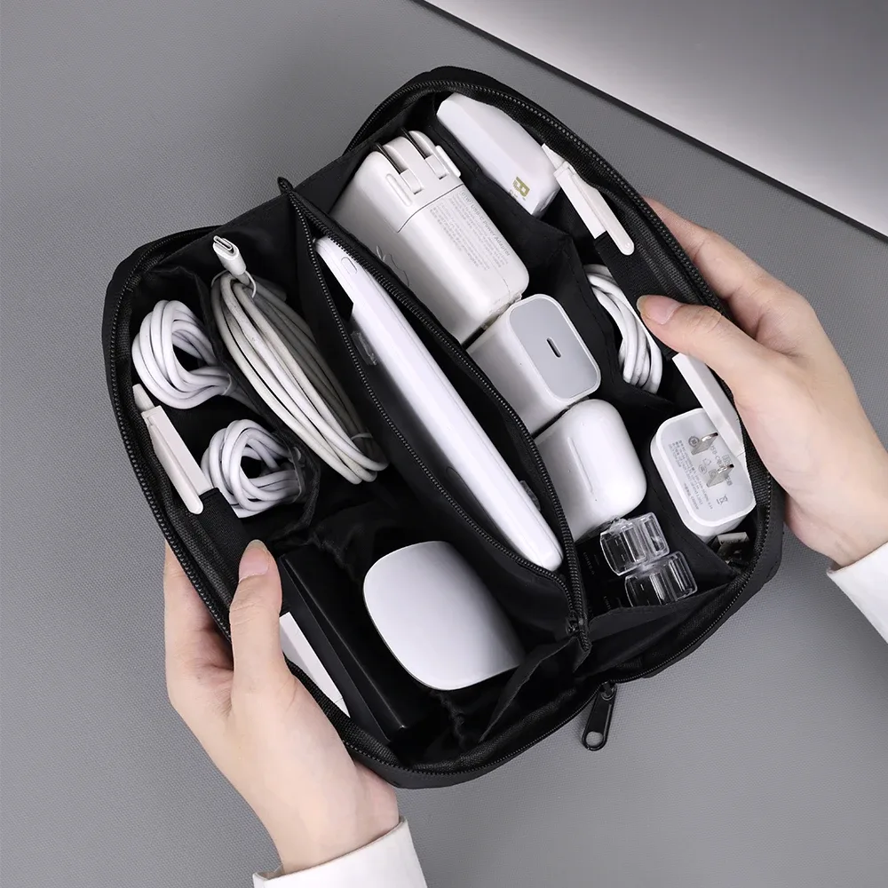 sac de rangement de câbles usb, sac de voyage pour écouteurs, powerbank, lignes de données, pochette de rangement, sac de câble de souris de grande capacité
