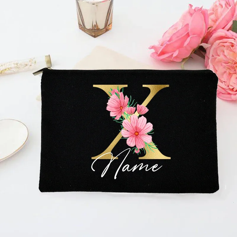 pochette de maquillage personnalisée avec initiales et nom, trousse de toilette de mariée, pochette de toilette monogramme, cadeaux de mariage pour demoiselle d'honneur