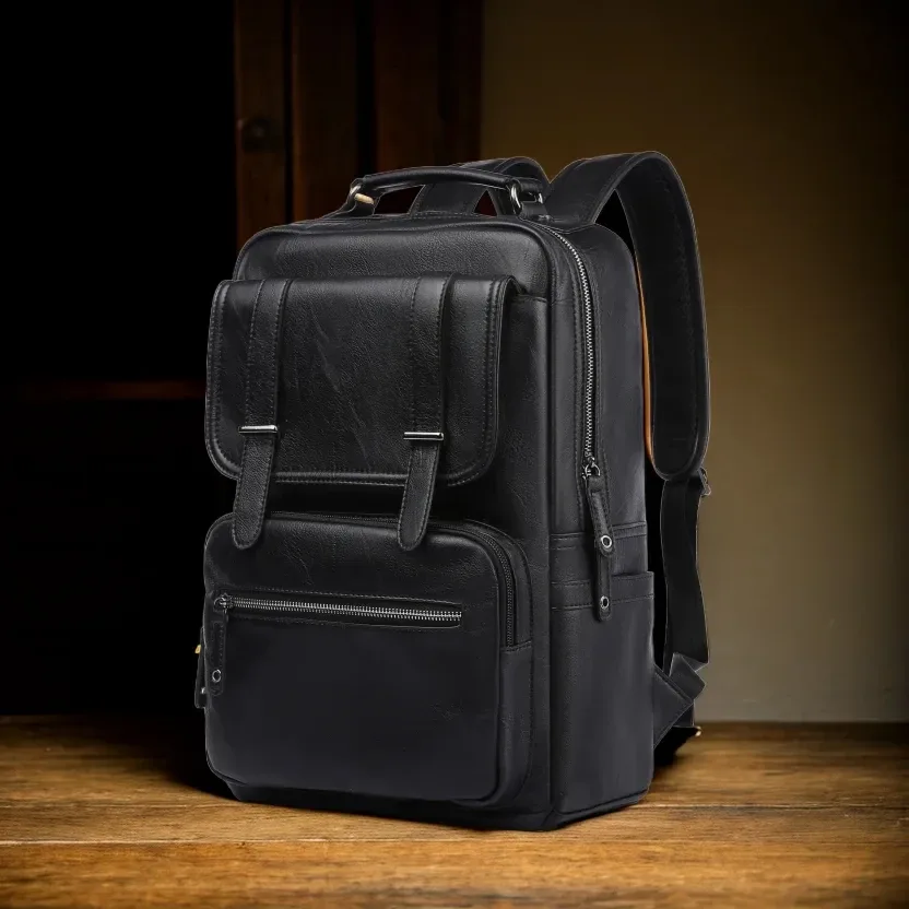 moyyi-sac à dos en cuir pour ordinateur portable pour homme, sac à dos de voyage étanche, sac d'affaires vintage pour commpiedmont, sac à dos en cuir décontracté