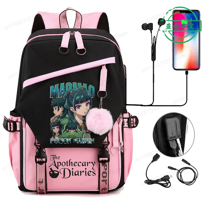 retour à l'école sac à dos pour filles garçons adolescent les journaux d'apothicaire maomao mode usb sacs d'école voyage sacs à dos mochila