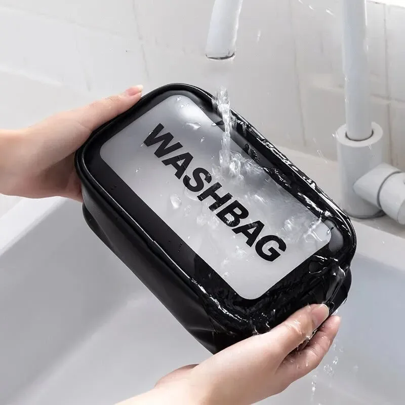 trousse de toilette de voyage, grande trousse transparente pour articles de toilette, sacs de maquillage imperméables et drainants, trousse de lavage épaissie en pvc pour femmes et hommes