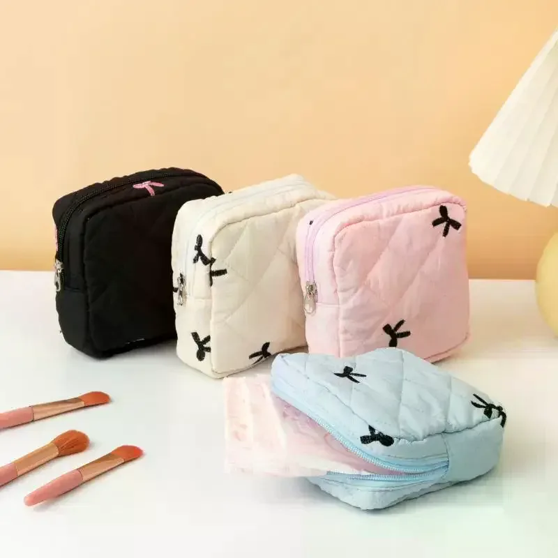 sacs de rangement pour serviettes hygiéniques mignons et de grande capacité, sacs à nœuds de dessin animé portables, organiseur de tampons pour les règles des filles, pochette