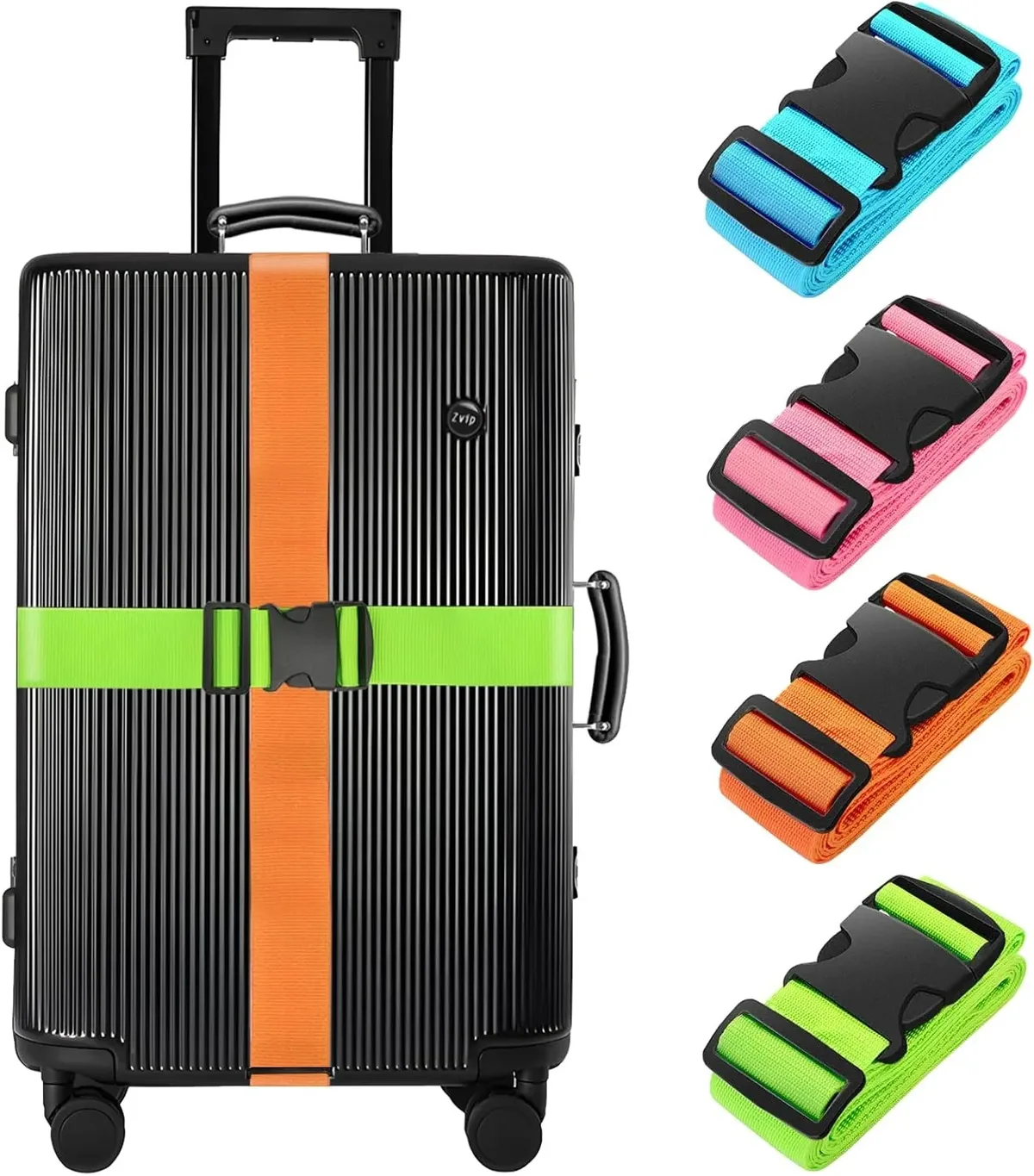 lot de 4 sangles de bagage, ceintures de valise élastiques télescopiques, ceinture de sac de voyage pour valise, sangle de fixation, boucle de voyage, ceintures de bagage