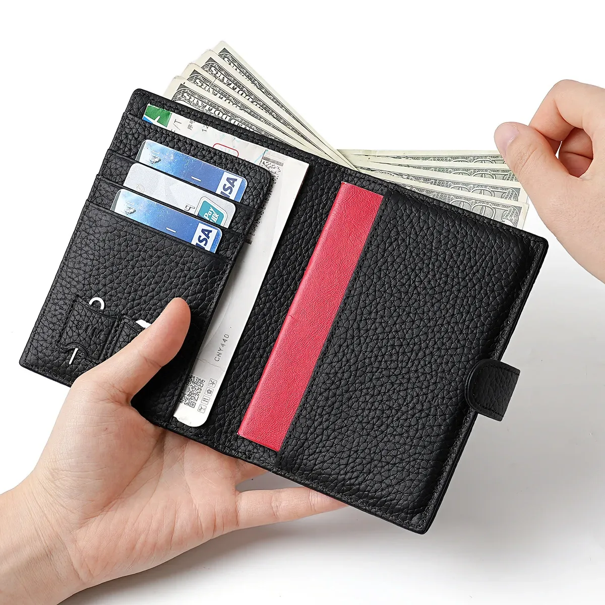 Porte-passeport de luxe en cuir véritable, portefeuille de voyage, blocage RFID, sac pour cartes, porte-billet, accessoires de voyage pour femmes et hommes