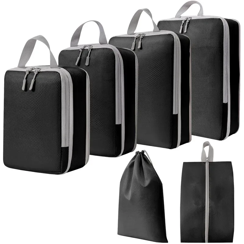 homefish lot de 6 cubes de rangement compressibles pour voyage, sacs de rangement étanches portables pour valise avec poignée