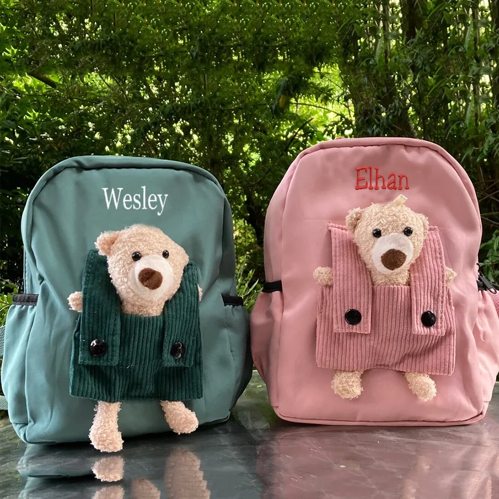 sac à dos de dessin animé personnalisé pour enfants, sac de livre de maternelle, sacs de collation sortants, sac à dos mignon pour bébé, nom brodé personnalisé, nouveau