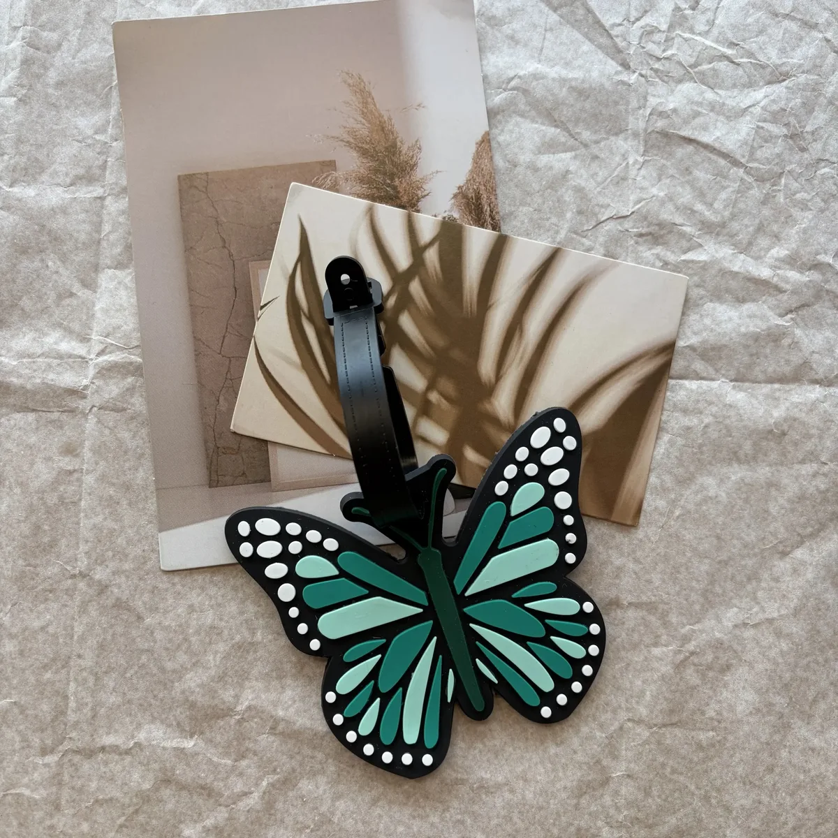 étiquette de bagage en silicone esthétique dégradé motif papillon, étiquette nominative anti-perte, identification pour valise et sac à dos de voyage