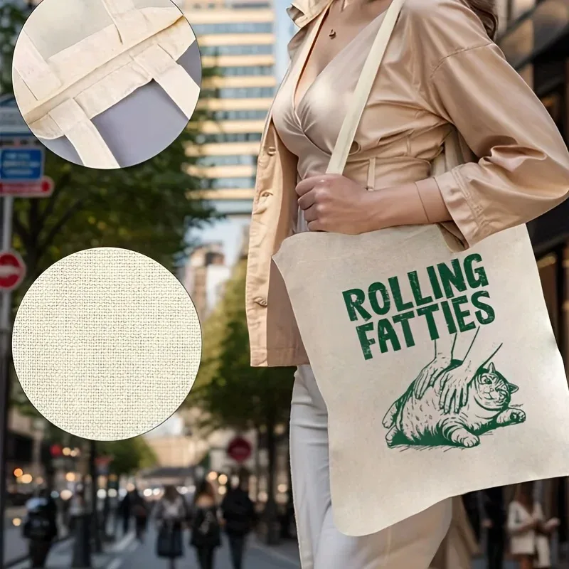 sac à main amusant en forme de chat roncelfeuilleux, sac à bandoulière réutilisable, durable, adapté aux courses et aux sorties de loisirs