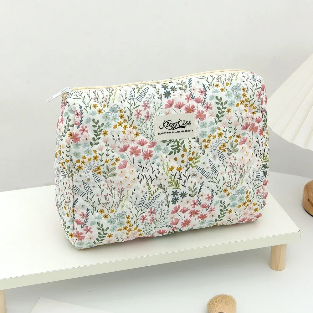 sac à cosmétiques imprimé floral pour femmes, grande capacité, organisateur de voyage, pochette de toilette de maquillage, sac à main portable pour dames, fourre-tout