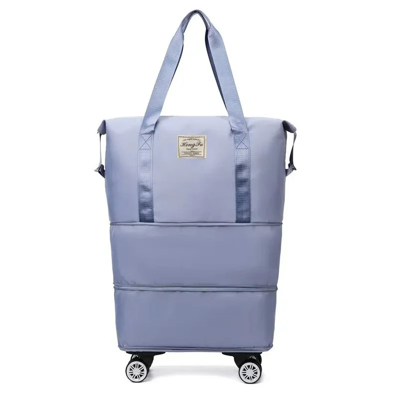 sac de voyage en tissu oxford de grande capacité, avec compartiment de séparation pour articles secs et humides, sac de voyage d'affaires, roues universelles amovibles.