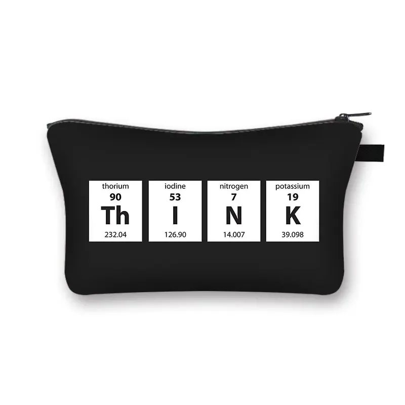 trousse de maquillage pour femmes, tableau périodique des éléments imprimés, sac de maquillage pour femmes, pochette à fermeture éclair, rouge à lèvres, organisateur pour sac de cosmétiques