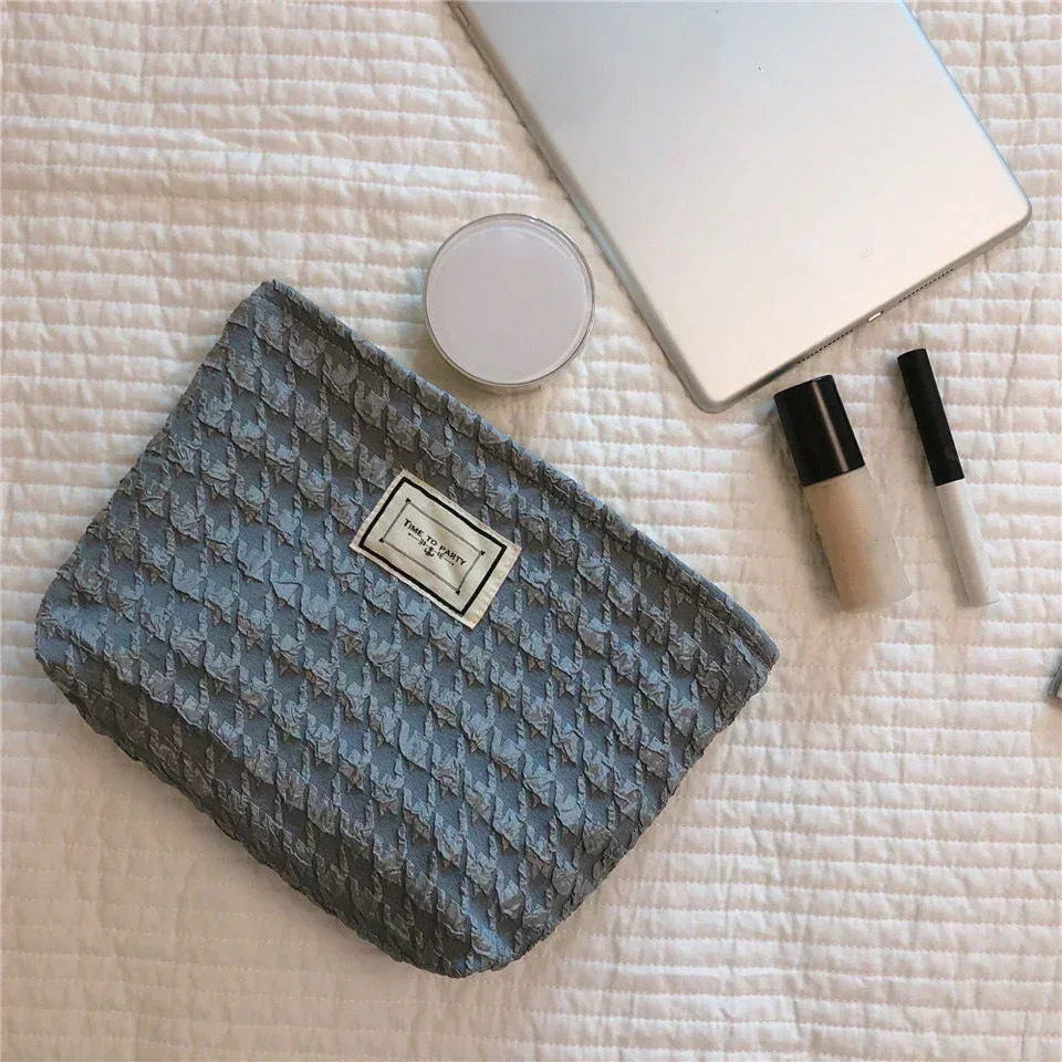 trousse de maquillage florale en toile pour femme, grands sacs à cosmétiques, poudres, grande capacité, sacs de rangement de voyage, pochette simple pour femme