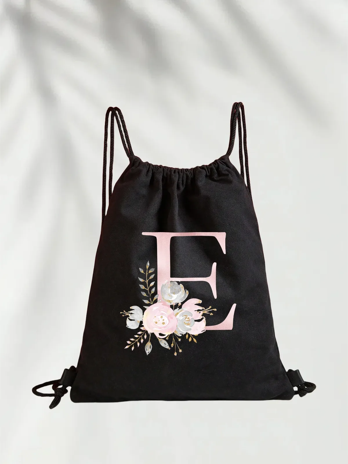 sac à dos léger unisexe à cordon de serrage pour le sport et le fitness, les voyages en plein air et les étudiants avec motif de nom de lettre initiale