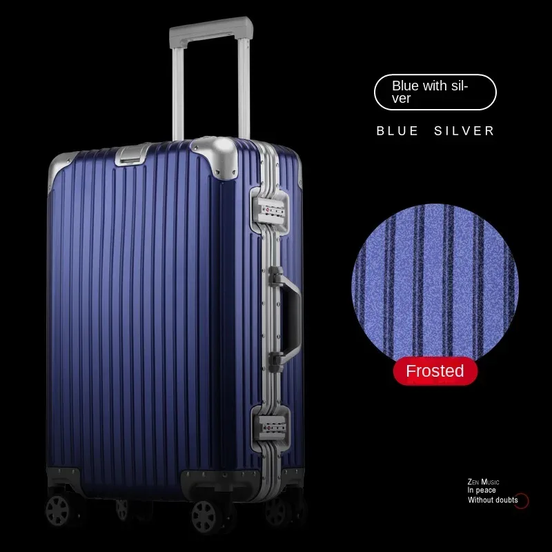 valise en alliage d'aluminium et de magnésium 100%, serrure tsa, boîtier de chariot à bagages embarqué en métal, valise de voyage classique brillante et givrée