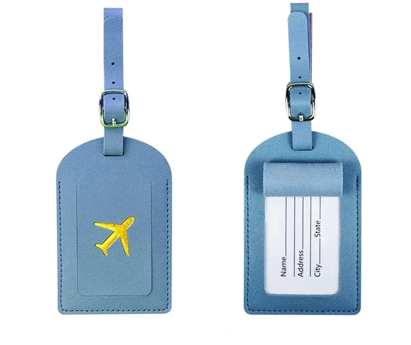 étiquette de bagage en cuir, couverture de passeport, accessoires de sac de valise de voyage, carte d'identité, adresse, porte-nom, étiquette de sac d'embarquement