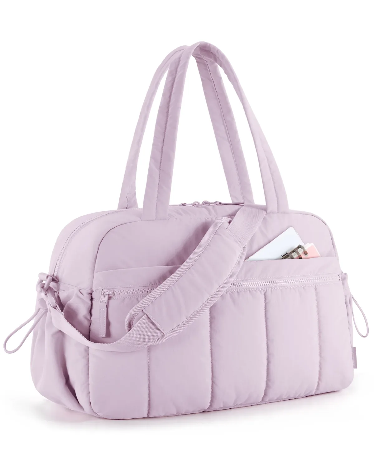 sac voyage polyester plissé beige rose pâle noir gris taupe bandoulière amovible poignée supérieure week end sport