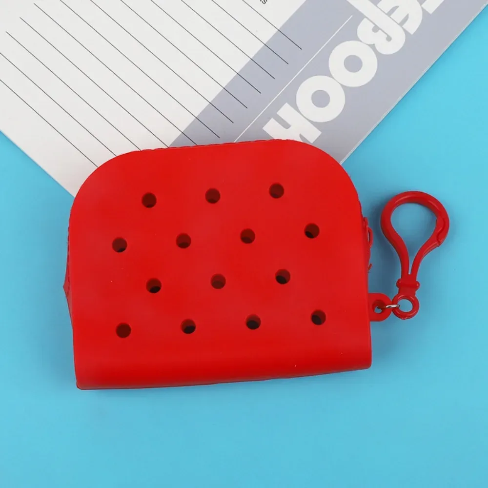 portefeuille à mini trous en silicone souple, porte-monnaie à fermeture éclair, porte-cartes, sac d'argent pour femmes et filles, sac de rangement en poudre à fermeture éclair
