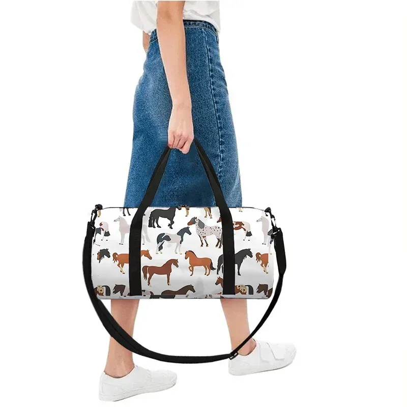 sac de voyage à grande capacité pour garçons et filles, motif animal de dessin animé, cheval, meilleurs cadeaux, sac de voyage 2d en dessin animé, sac à main pour enfants