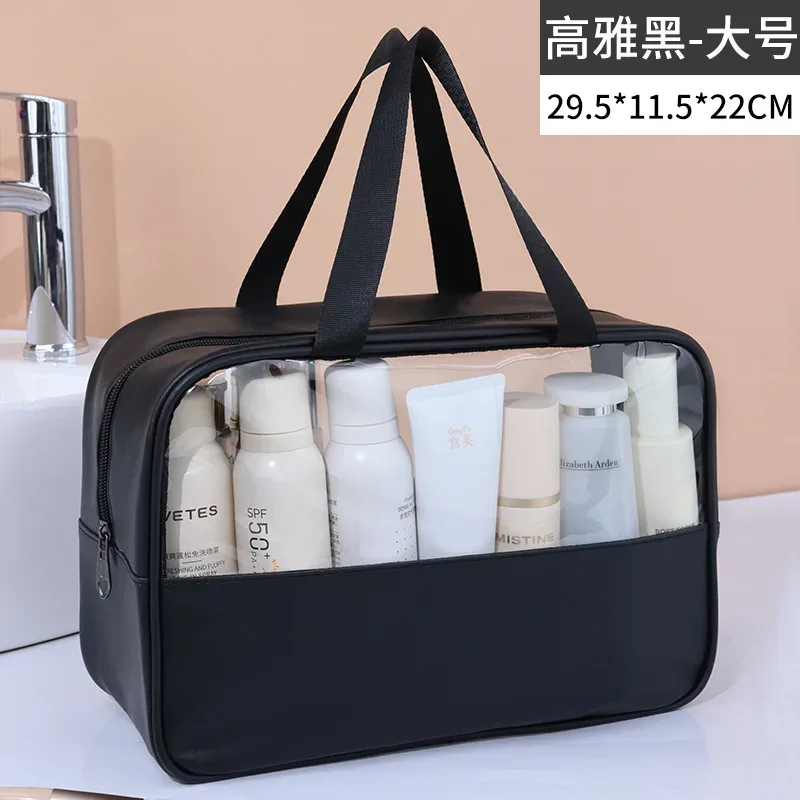 sac à cosmétiques de voyage portable pour femmes, trousse de maquillage transparente, sacs de lavage de bain de grande capacité, mallette de rangement étanche multifonction