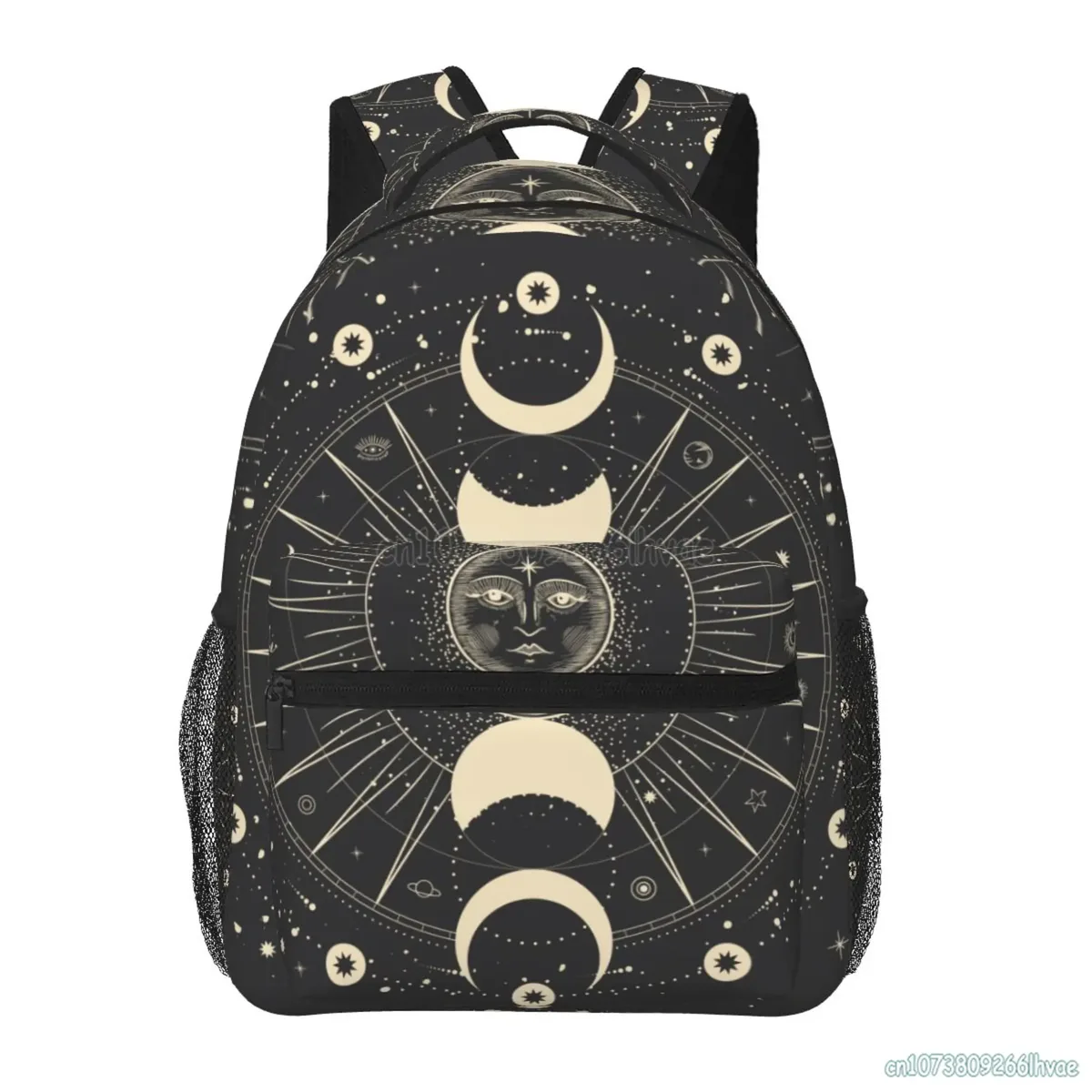 sac à dos de voyage souple unisexe, motif céleste, soleil et lune, sacs à dos gothiques mystiques, cartable pour étudiants