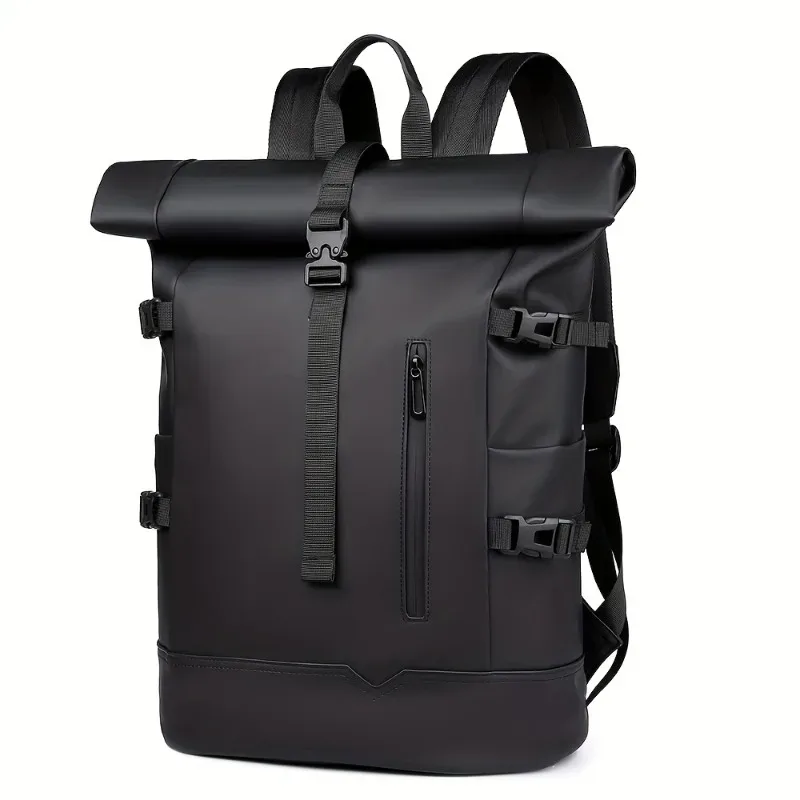 sac à dos enroulé à la mode et tendance pour hommes, sac à dos de voyage de grande capacité, sacs à dos d'ordinateur pour les déplacements quotidiens