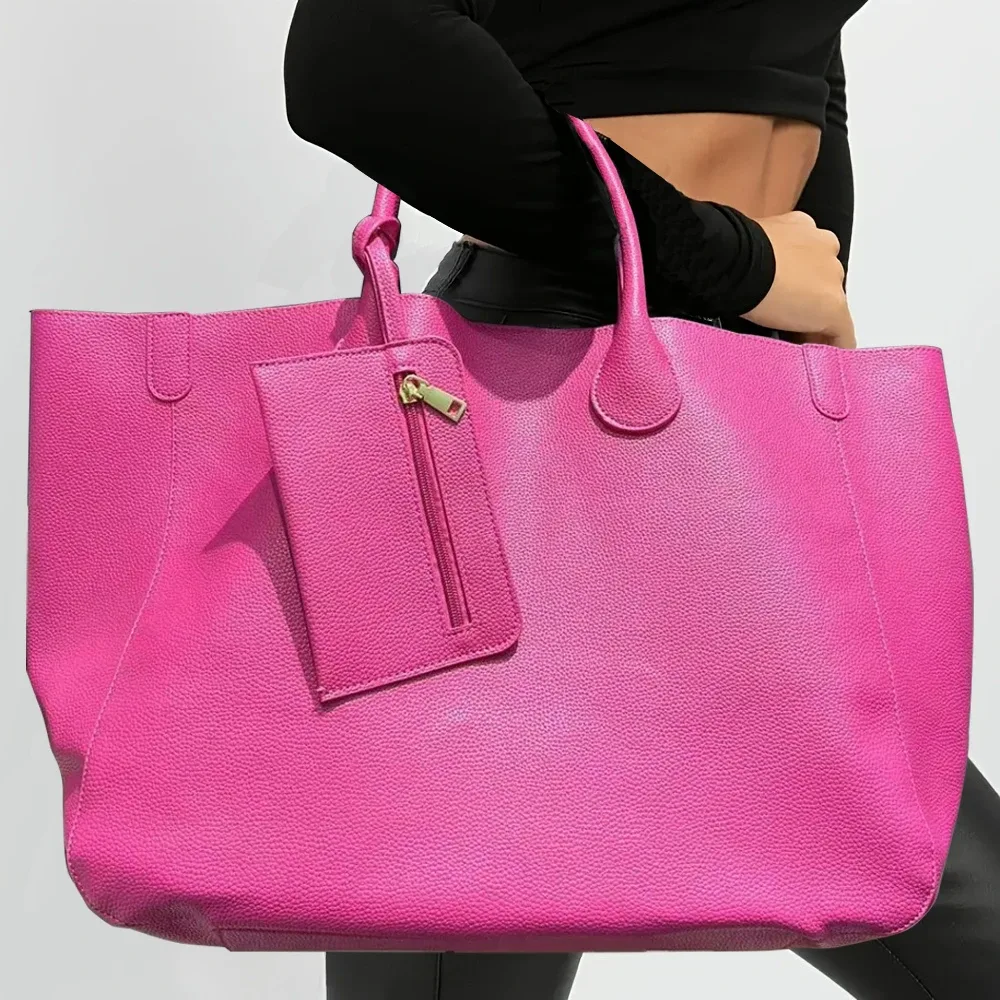 sac à main surdimensionné en cuir végétalien pour femme, sac de shopping de grande capacité, simple et polyvalent