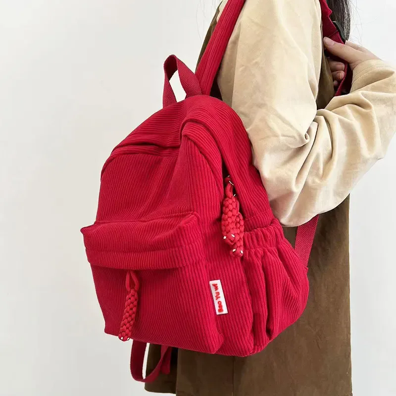 sac à dos en velours rayé pour femmes, petit sac à dos de voyage en velours côtelé pour étudiantes, nouvelle mode 2025