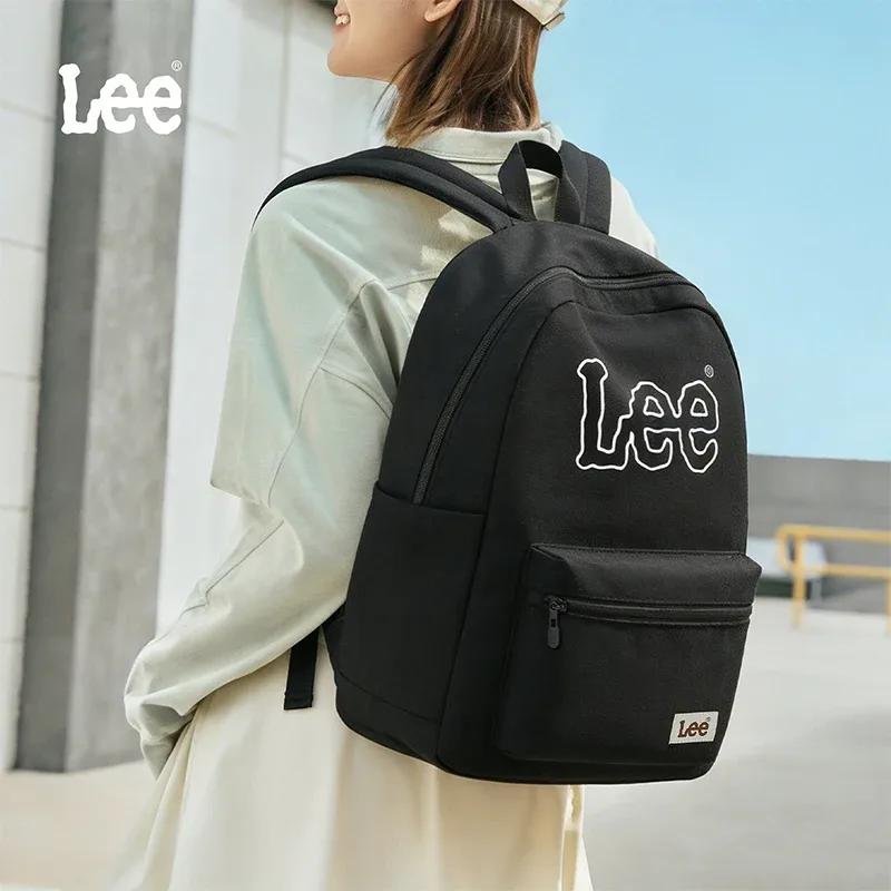 sac à dos lee classique noir unisexe pour étudiants, grande taille, décontracté, en nylon, pour ordinateur portable, pour femme et homme
