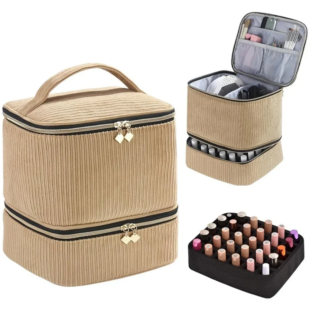 nouvelle trousse de rangement double couche pour vernis à ongles, 30 compartiments, sac portable pour huiles essentielles, grande capacité, trousse de maquillage, outil de soin des ongles