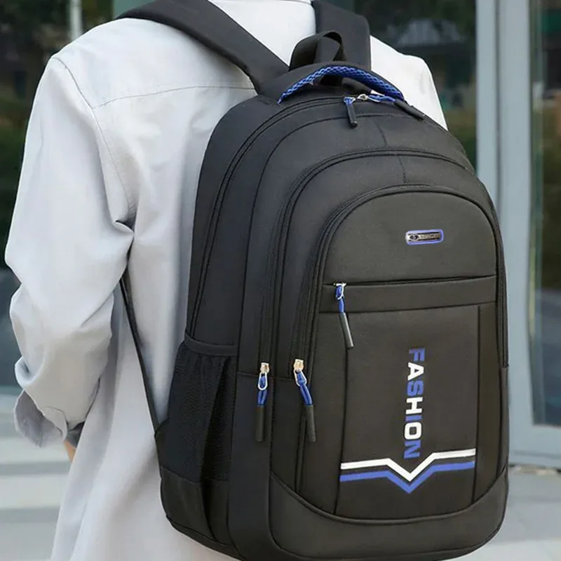 sac à dos de voyage noir uni décontracté, résistant aux chocs, pour adolescents, employés de bureau et randonnées en plein air